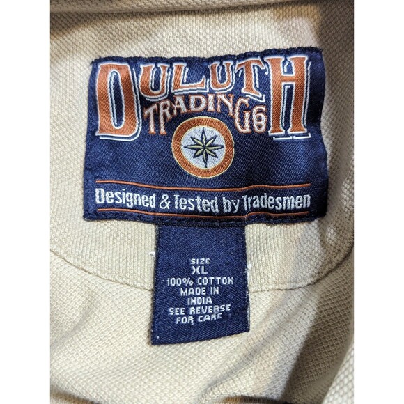 Duluth Trading Polo Shirt Mens XL Tan Beige Short Sleeve Heavy Cotton Read Cond. - Picture 9 of 9